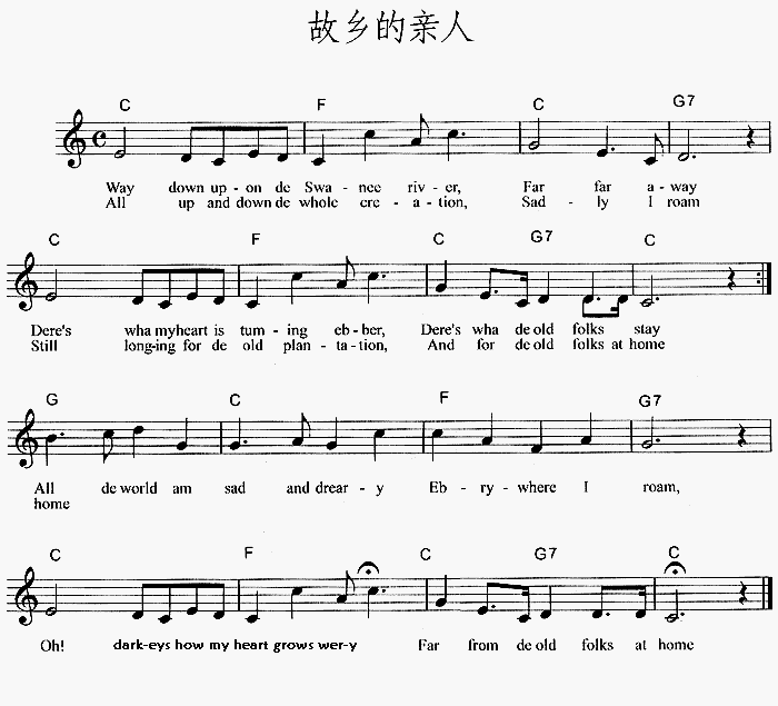 中国乐谱网——【其他乐谱】故乡的亲人[电子琴谱] 