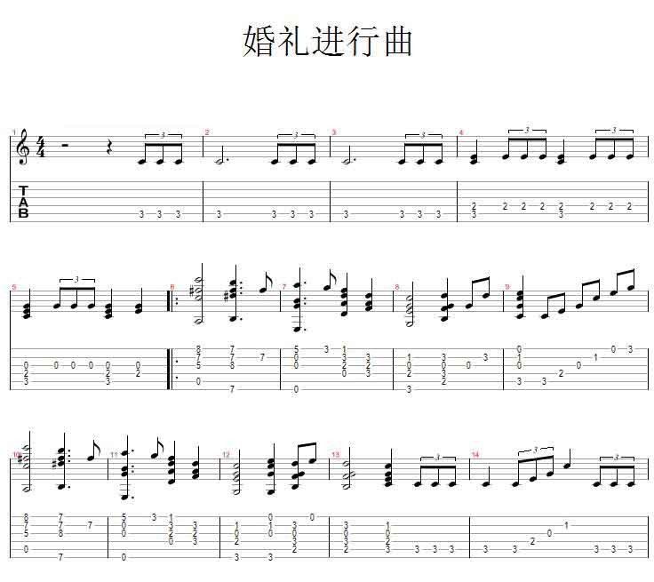 中国乐谱网——【吉他谱】婚礼进行曲