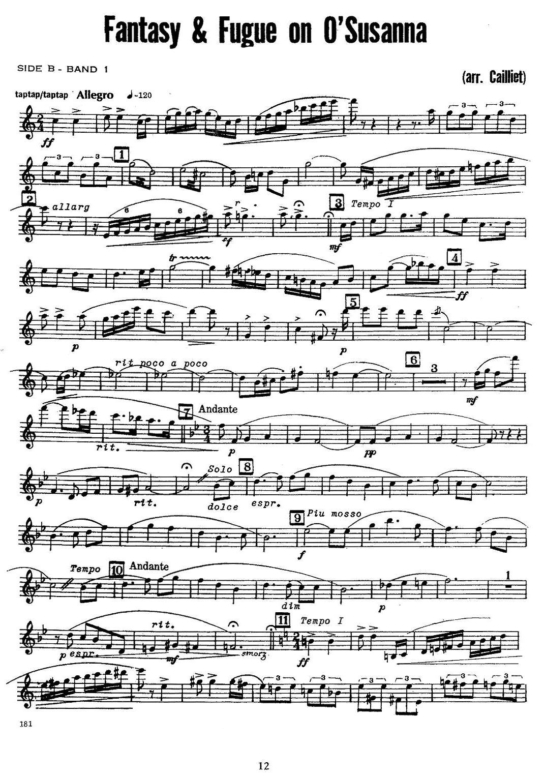 赋格曲-苏珊娜（四重奏soprano—高音萨克斯分谱_多谱网第(1)页