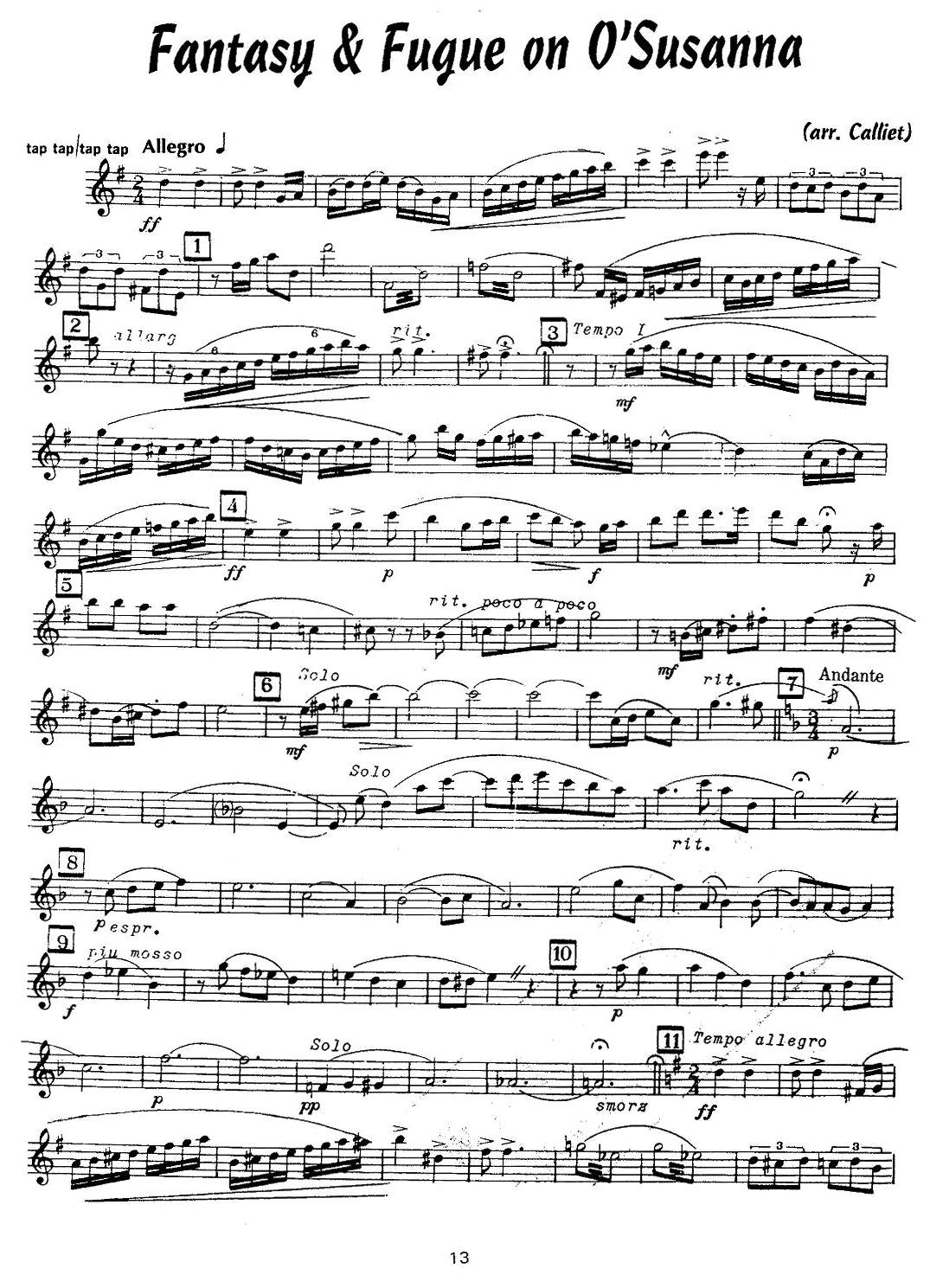 赋格曲-苏珊娜（四重奏alto—中音萨克斯分谱）_多谱网第(1)页