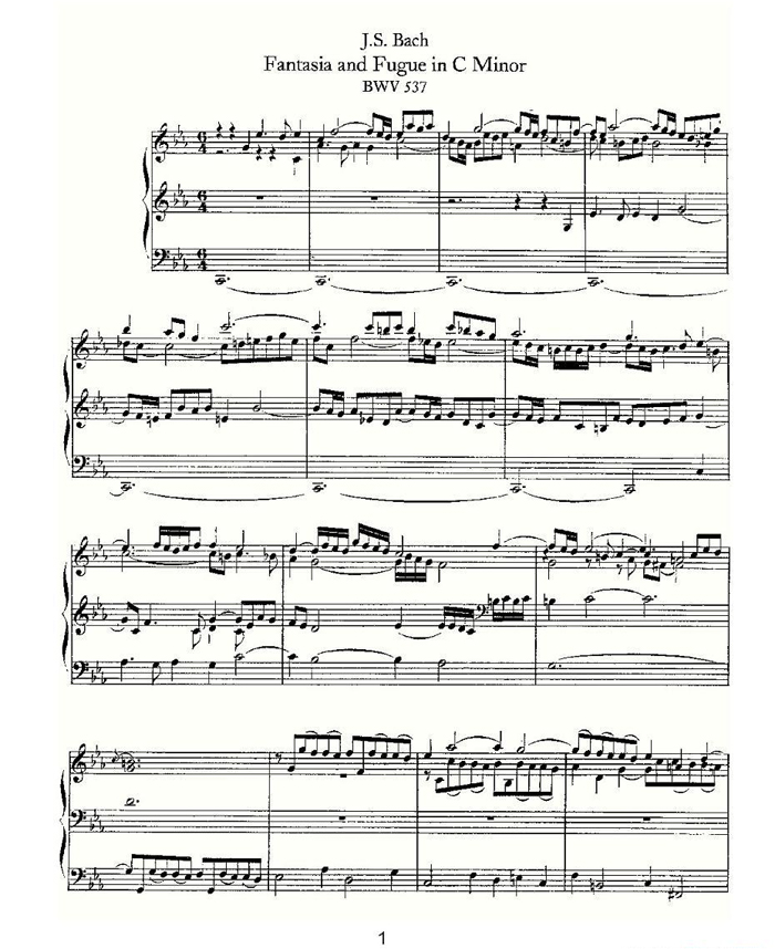 中乐谱网——【其他乐谱】Fantasia and Fugue in C Minor--BWV 5371
