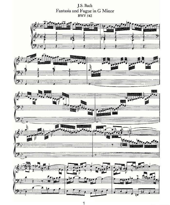 中乐谱网——【其他乐谱】Fantasia and Fugue in G Minor--BWV 5421