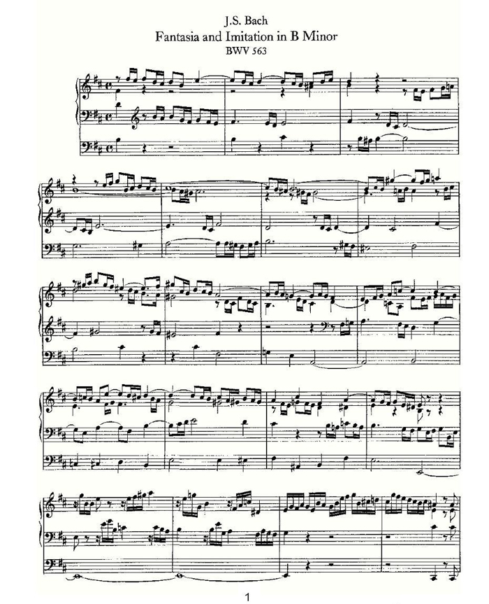 中乐谱网——【其他乐谱】Fantasia and Imitation in B Minor--BWV 5631