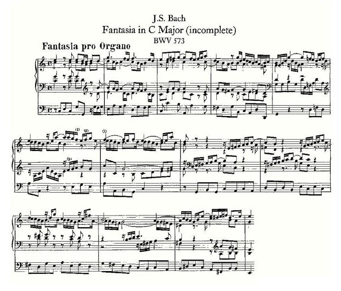 中乐谱网——【其他乐谱】Fantasia in C Major (incomplete)--BWV 573