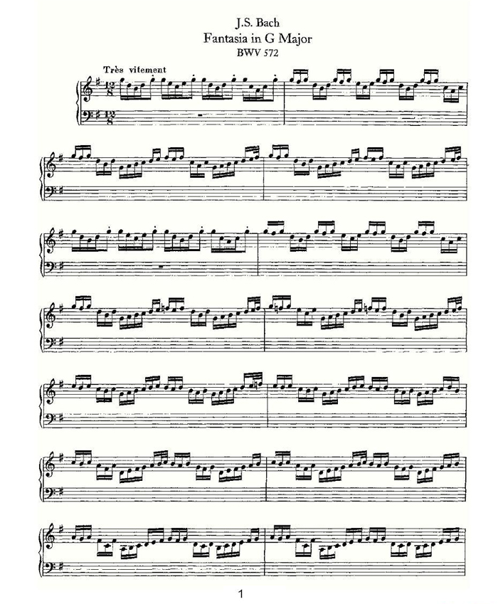 中国乐谱网——【其他乐谱】Fantasia in G Major--BWV 572 1