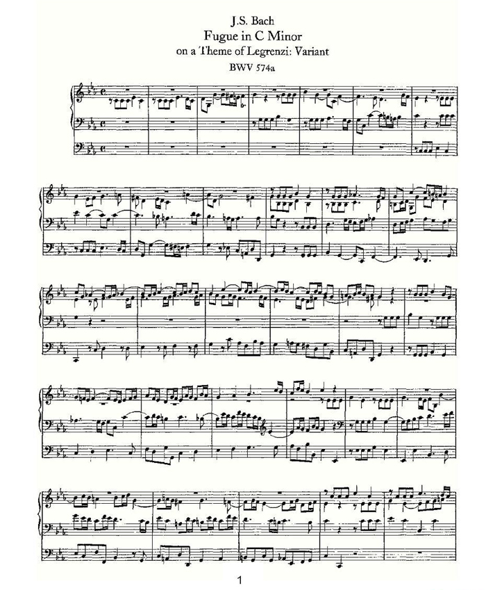中乐谱网——【其他乐谱】Fugue in C Minor on a Theme of Legrenzi Variant--BWV 574a1