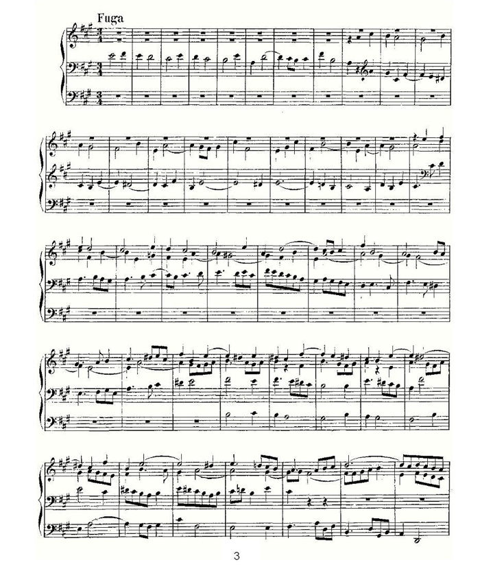 中乐谱网——【其他乐谱】Prelude and Fugue in A Major--BWV 536 （管风琴谱）3