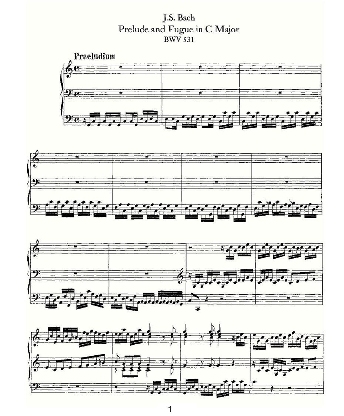 中乐谱网——【其他乐谱】Prelude and Fugue in C Major--BWV 531 （管风琴谱）1