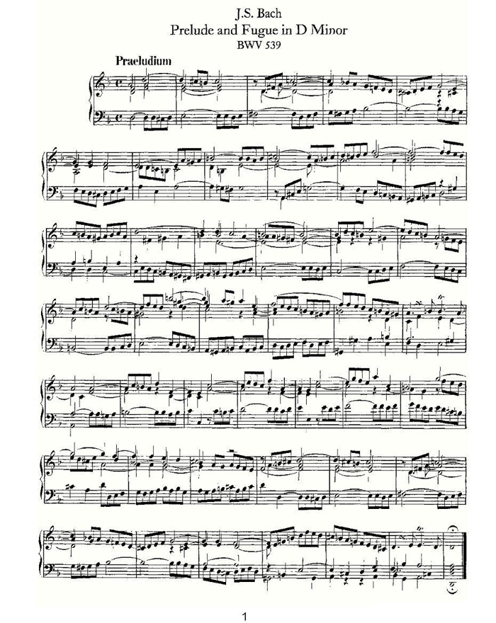 中乐谱网——【其他乐谱】Prelude and Fugue in D Minor--BWV 539 （管风琴谱）1