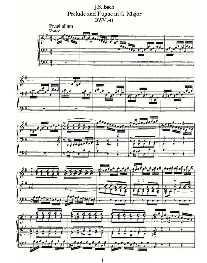 中乐谱网——【其他乐谱】Prelude and Fugue in G Major--BWV 541 （管风琴谱）1