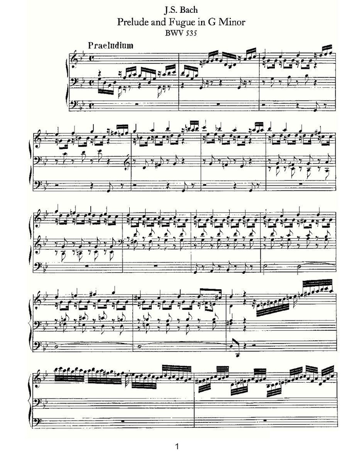 中乐谱网——【其他乐谱】Prelude and Fugue in G Minor--BWV 535 （管风琴谱）1